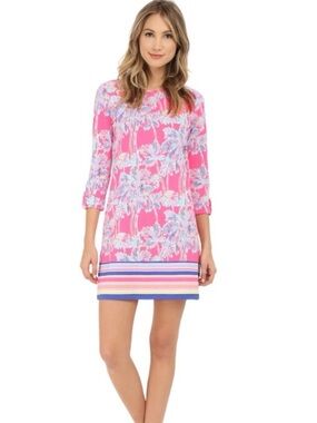 Lilly Pulitzer Linden Dress in Nice Stems 100% Pima Cotton Shift Dress Small